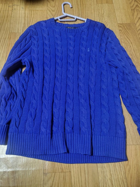폴로 랄프 로렌(POLO RALPH LAUREN) 가먼트 다이 케이블 니트 코튼 스웨터 - 블루 후기
