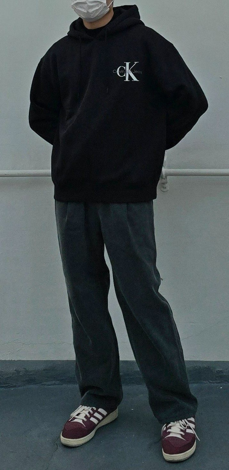 캘빈클라인 진(CALVIN KLEIN JEANS) 남녀공용 블랙 릴렉스핏 스몰 모노그램 로고 기모 후디 J400215 BEH 후기