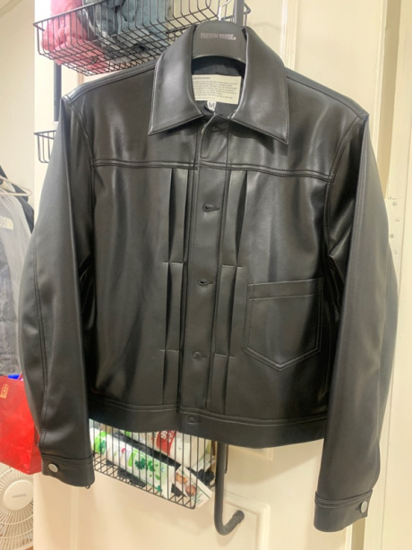 유니폼브릿지(UNIFORM BRIDGE) vegan leather trucker jacket black 후기