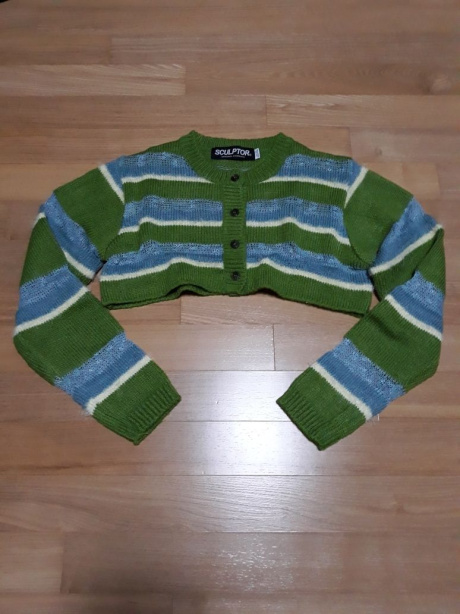 스컬프터(SCULPTOR) Underboob Cable Knit Cardigan Multi Green 후기
