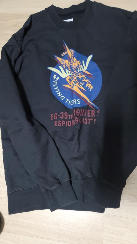에스피오나지(ESPIONAGE) Flying Tigers Heavyweight Sweat Shirt Vintage Black 후기