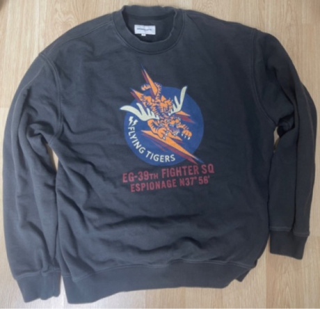 에스피오나지(ESPIONAGE) Flying Tigers Heavyweight Sweat Shirt Vintage Black 후기