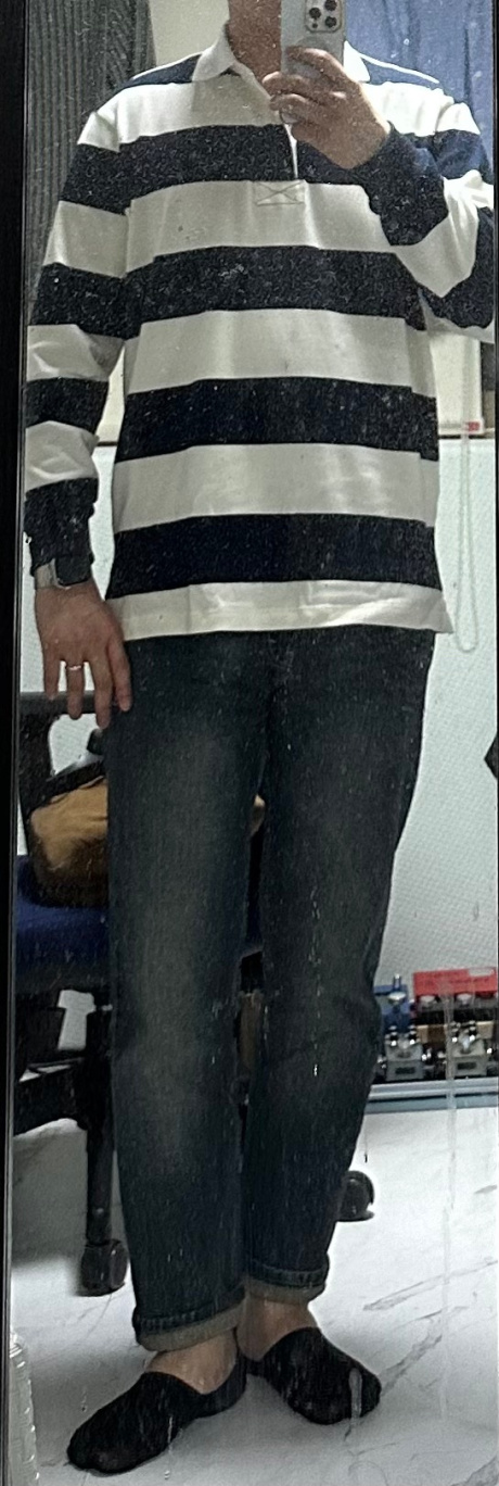디미트리블랙(DIMITRI BLACK) (올시즌) 스트라이프 럭비 맨투맨 티셔츠_네이비&화이트 후기