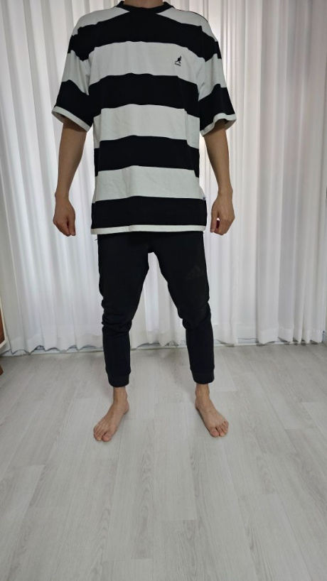 캉골(KANGOL) 베이스 스트라이프 티셔츠 2722 블랙 후기