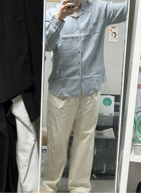 아노블리어(ANOBLIR) 루즈핏 오픈카라 텐셀 린넨 셔츠 [그레이시블루] 후기