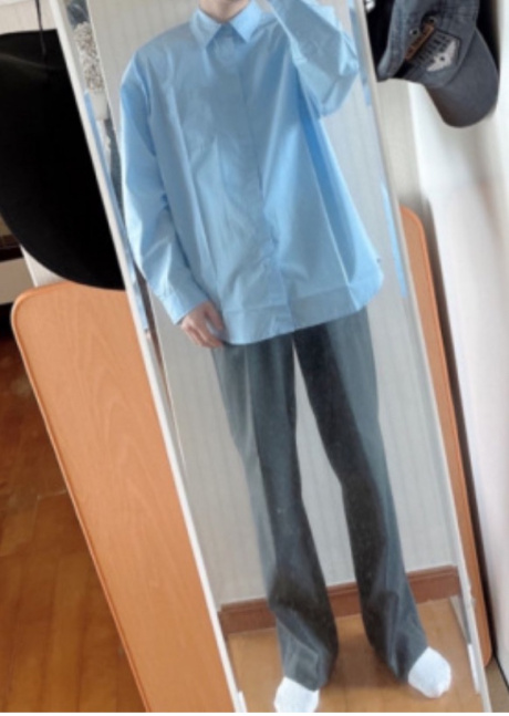 드로우핏(DRAW FIT) [드로우핏X깡스타일리스트] 페이퍼 코튼 오버핏 셔츠 [SKY BLUE] 후기