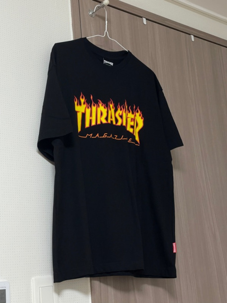 트레셔(THRASHER) 플레임 반팔 티셔츠 블랙 후기