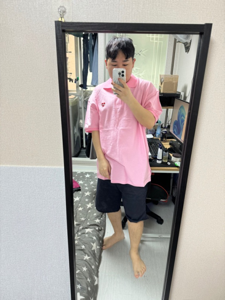 비욘드클로젯(BEYOND CLOSET) 노맨틱 로고 피케이 반팔 카라 티셔츠 핑크 후기
