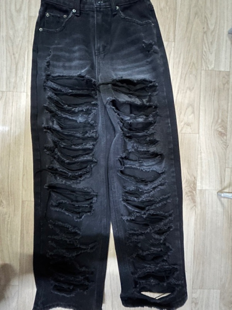 락케이크(ROCKCAKE) Pia Damage Wide Jeans - Black 후기