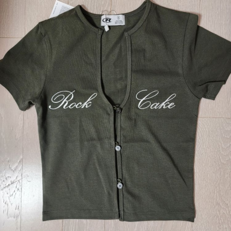 락케이크(ROCKCAKE) Script Cotton Short Sleeved Cardigan - Khaki 후기