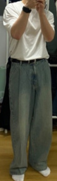 비긴202(BEGIN202) One Tuck Wide Carpenter Denim Pants [Bleached Blue] 후기