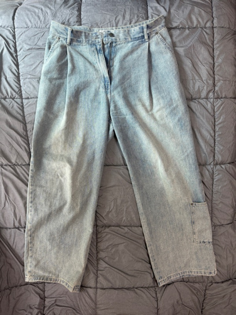 비긴202(BEGIN202) One Tuck Wide Carpenter Denim Pants [Bleached Blue] 후기