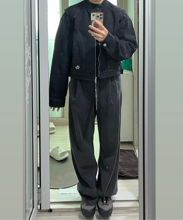 노매뉴얼(NOMANUAL) T.I.D RIDER JACKET - WASHED BLACK - 사이즈
