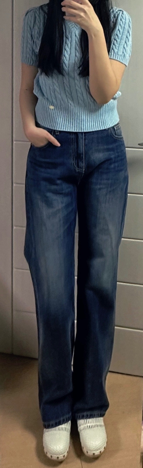 르(LE) straight-fit washing denim pants (mid blue) 후기