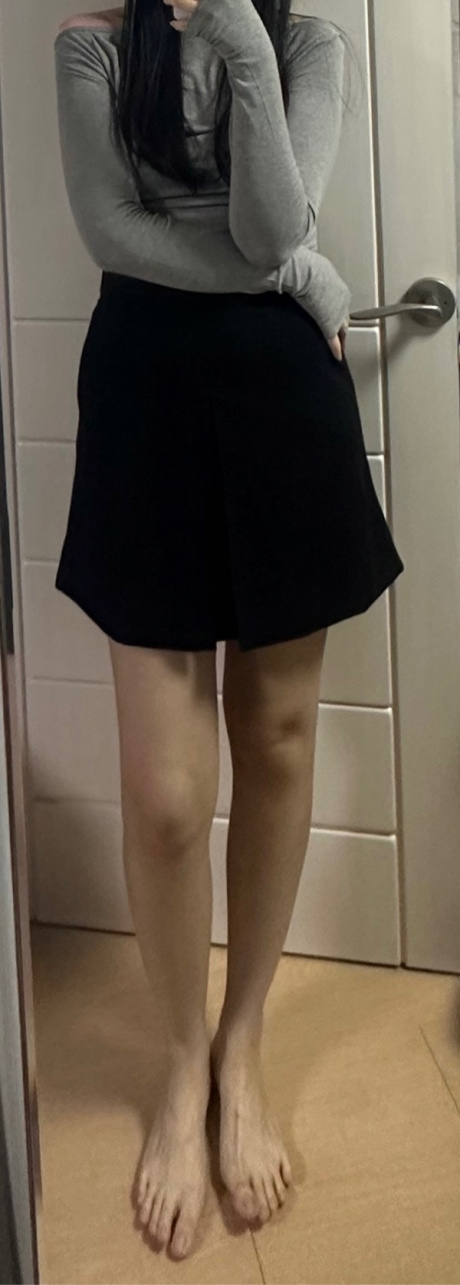 르(LE) inverted pleat mini skirt (black) 후기