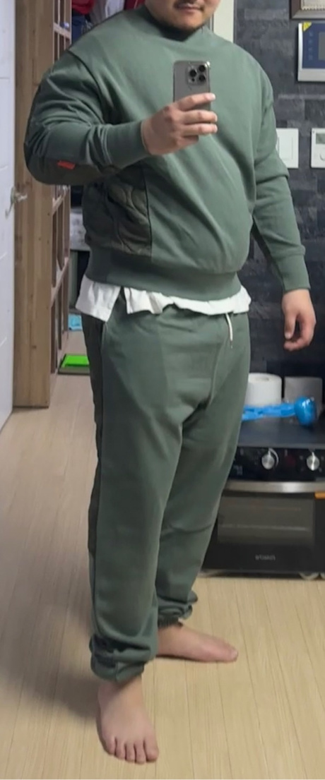 유니폼브릿지(UNIFORM BRIDGE) quilting sweat pants sage green 후기