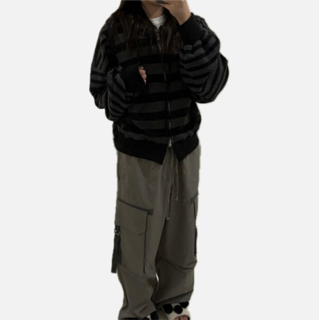 카락터(KARACTOR) Striped knit hooded zip up / Black charcoal 후기