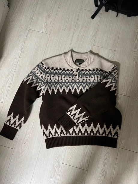 유니폼브릿지(UNIFORM BRIDGE) nordic jacquard button sweater brown 후기