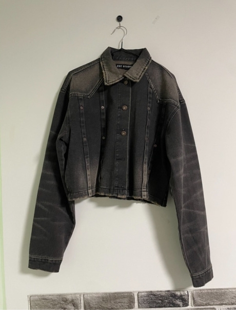 이에스씨 스튜디오(ESC STUDIO) wrinkled washing denim crop jacket(black) 후기