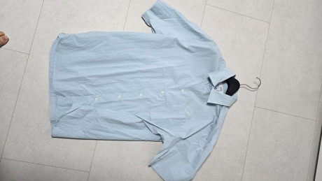 무신사 스탠다드(MUSINSA STANDARD) 시티 레저 CN 오버사이즈 반소매 셔츠 [클라우디 블루] 후기