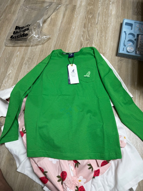 캉골키즈(KANGOL KIDS) 포켓 로고 클럽 티셔츠 QA 0013 라이트 그린/AQACRT00130LG 후기