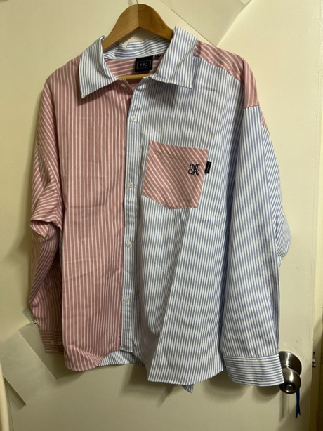 로맨틱크라운(ROMANTIC CROWN) 믹스 컬러 스트라이프 셔츠_핑크 후기