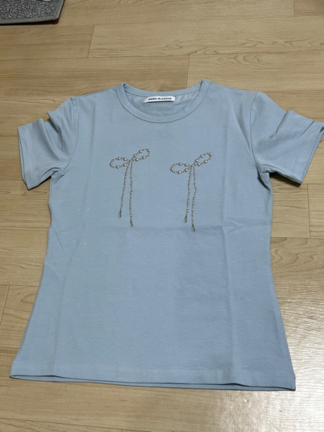 밀로 우먼(MILLO WOMEN) 펄 리본 티셔츠 [파우더 블루] 후기