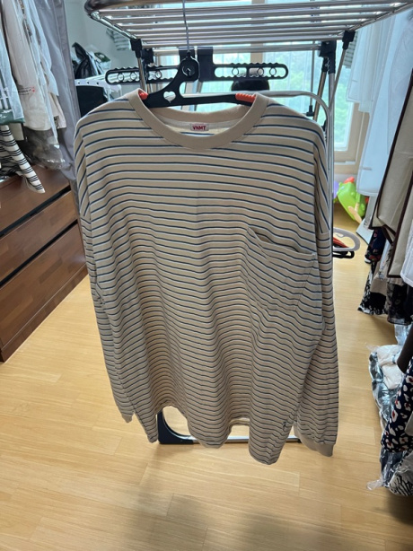 바니쉬먼트(VANISHMENT) Pocket stripe supersize long sleeve t-shirt_beige 후기