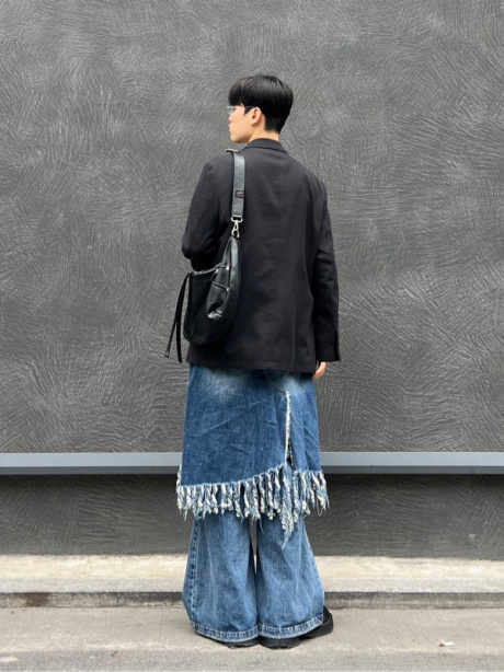 선데이오프클럽(SUNDAYOFFCLUB) Layered Skirt Flared Denim Jeans - Washed Blue 후기