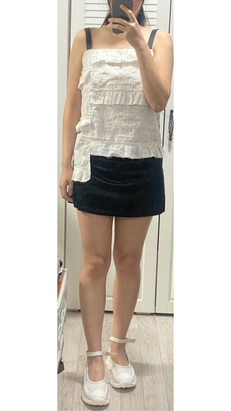 썬번 프로젝트(SUNBURN PROJECT) Semi Low-rise Satin Mini Skirt (BLACK) 후기