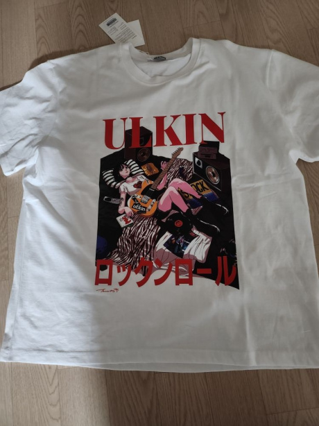 얼킨(ULKIN) [얼킨 X 나무13] 아티스트 티셔츠 락앤롤 화이트 후기