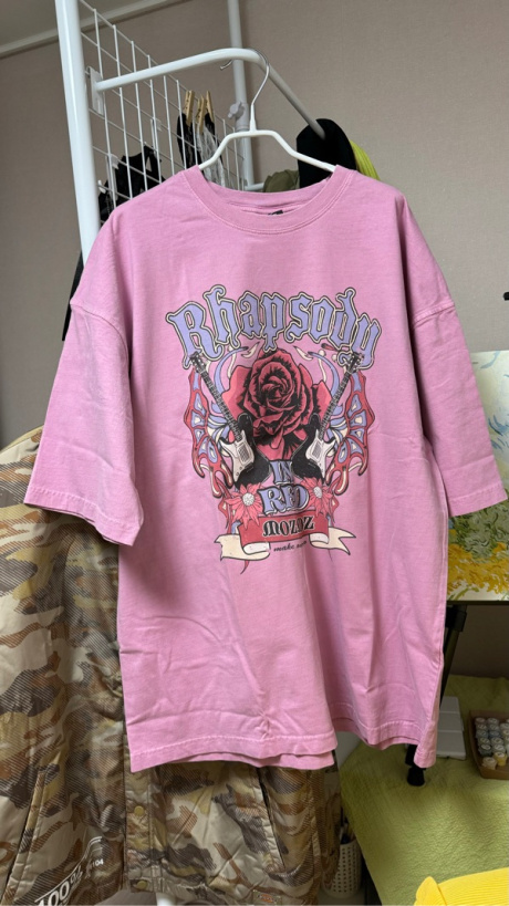 모즈모즈(MOZMOZ) 피그먼트 랩소디 오버핏 반팔티셔츠 핑크 후기