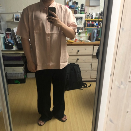 에스피오나지(ESPIONAGE) Draped Linen Tencel S/S Shirt Soft Peach 후기