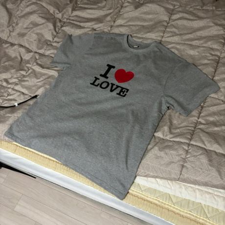 싱킹디퍼(SINKINGDEEPER) 러브 숏슬리브 티셔츠 (멜란지그레이) 후기