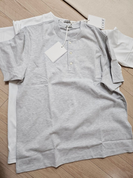 쿠어(COOR) 레귤러핏 헨리 티셔츠 (멜란지그레이) 후기