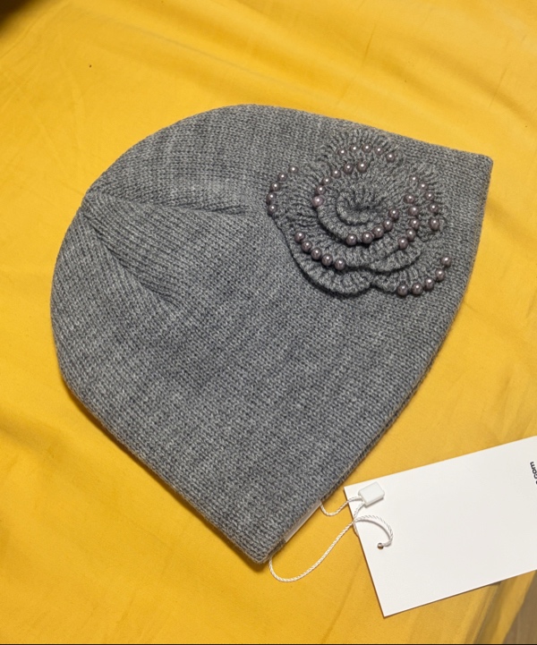 셋업이엑스이(SETUP-EXE) PEARL CORSAGE BEANIE / MELANGE GRAY