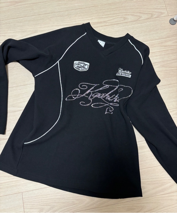 카시코(KASHIKO) Waffle Rugby Tee Black - 사이즈 & 후기 | 무신사
