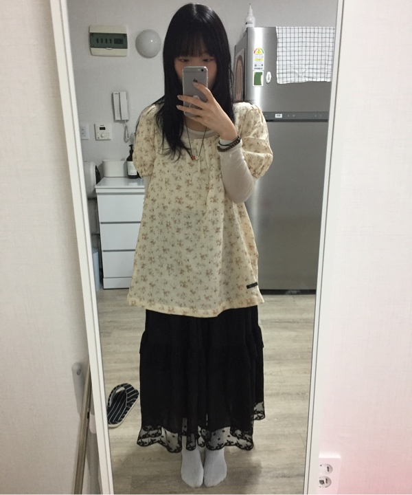 콜로신스(COLOCYNTH) Black Tie Blouse Vintage Flower - 사이즈 