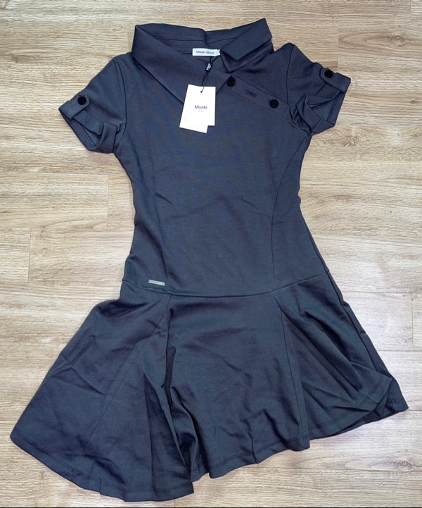 미세키서울(MISEKI SEOUL) Slash button flare one piece BLACK