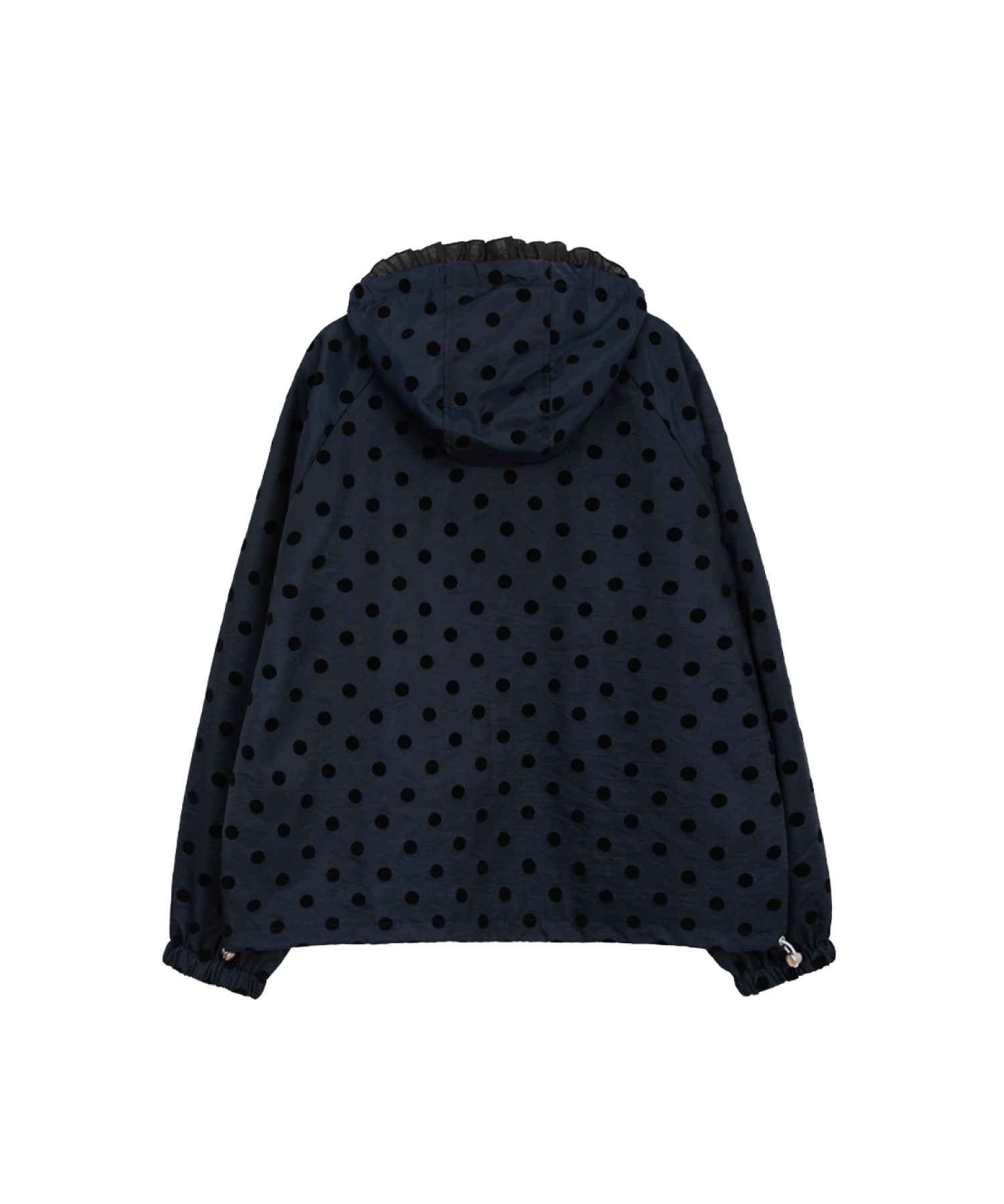 MUSINSA RAFFLE | OHESHIO dot frill hooded windbreaker jumper (navy)