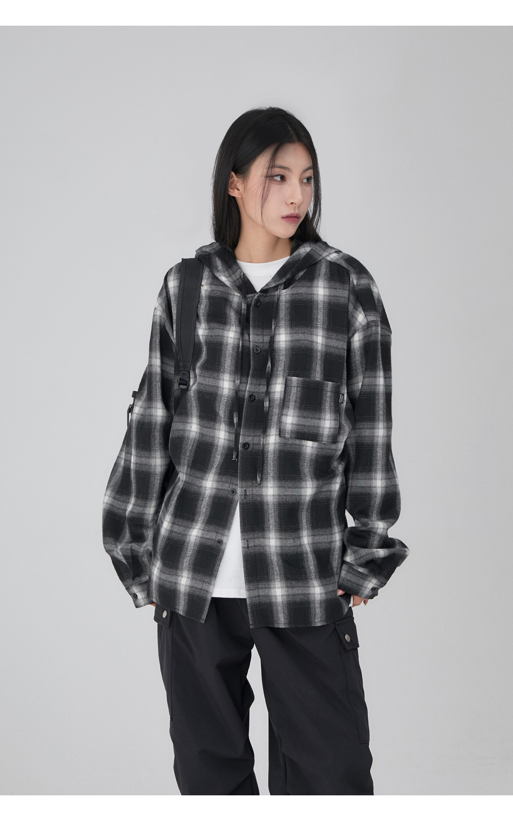 MUSINSA公式 | ACOVER Tartan check hooded shirt in 3 colors
