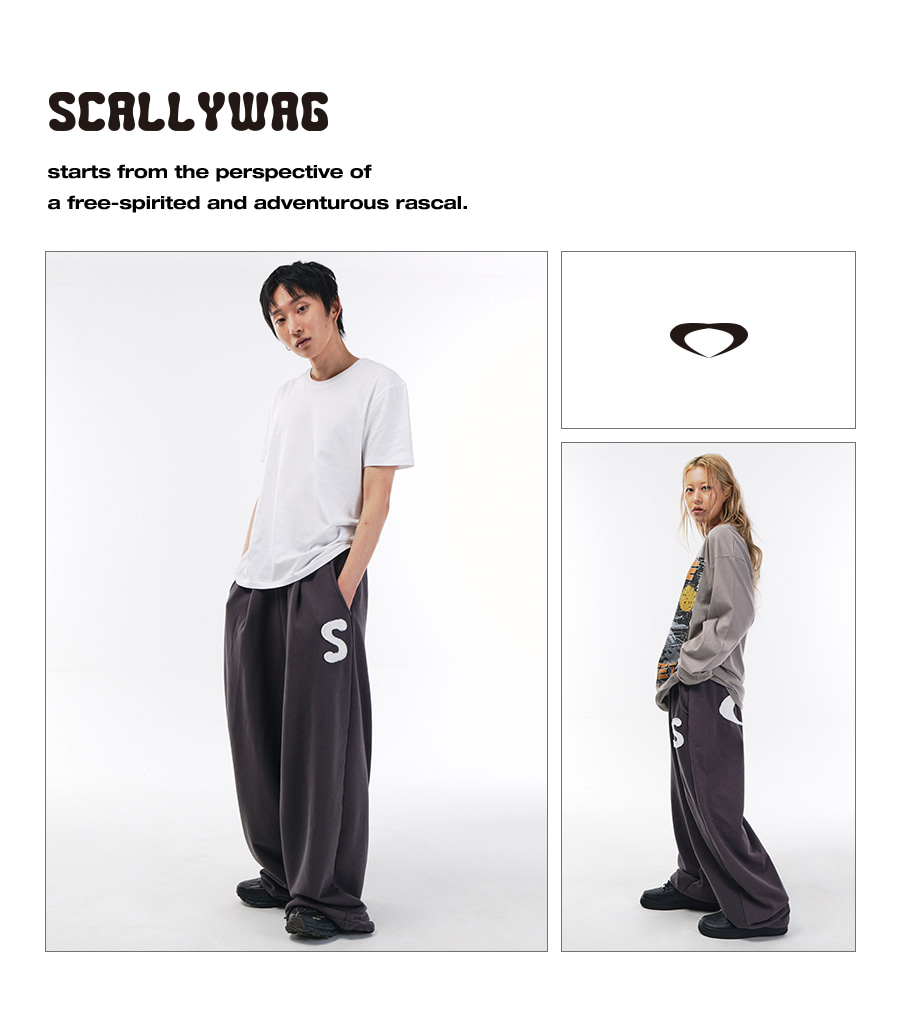 MUSINSA公式 | SCALLYWAG ロゴアプリケスウェットパンツ[チャコール]