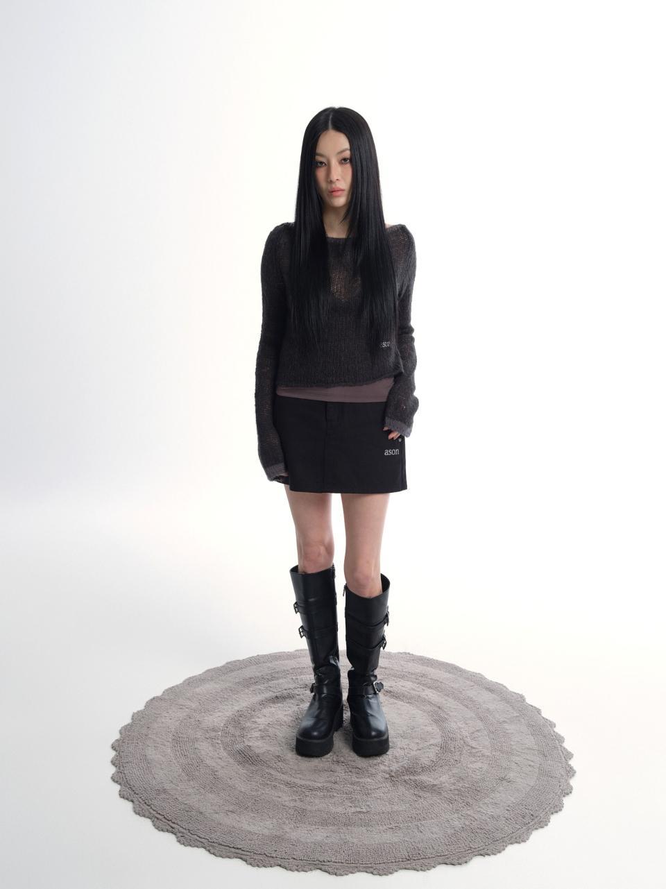ason POG SKIRT / BLACK アズオン スカート 新品未使用 MUSINSA公式 | ASON POG SKIRT / BLACK