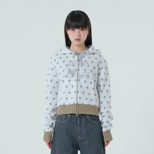 MUSINSA | AEAE WEB LOGO CROP HOOD ZIP UP [DOT LIGHT GREY]