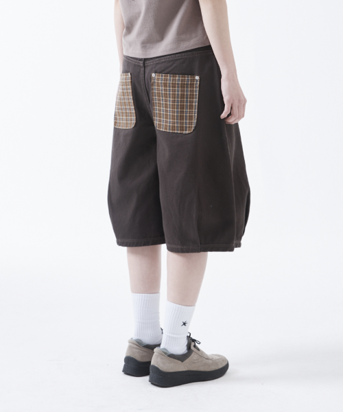 MUSINSA | THECOLDESTMOMENT TCM check pocket half pants (navy)