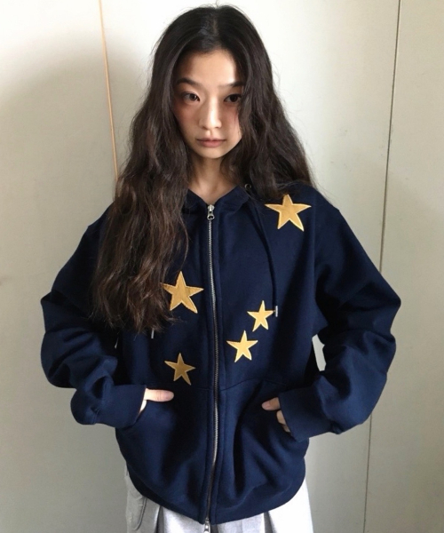 bauf スター刺繍 ジップアップパーカー ネイビー BAUF (バウフ) 公式通販 | MUSINSA 日本