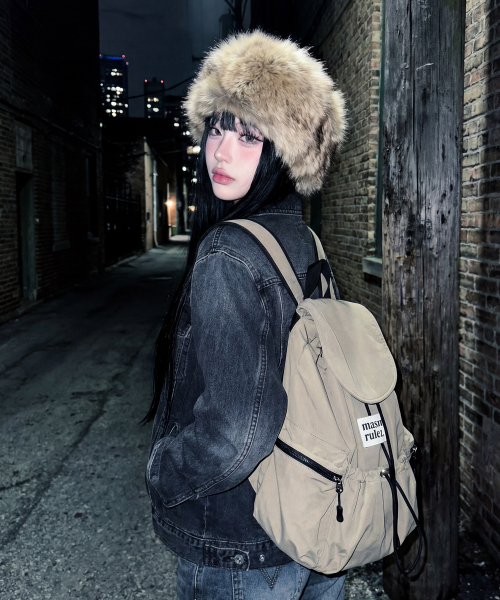 MUSINSA公式 | MASMARULEZ [INT] String flap backpack _ Black