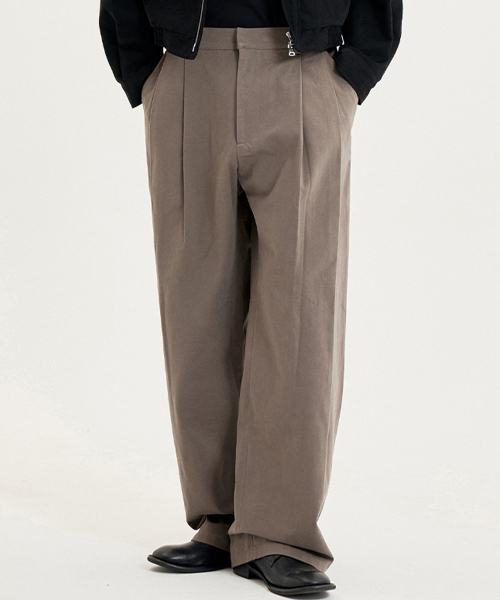 MUSINSA | THEN OUR Double Pleat Wide Chino Pants (Charcoal Gray)