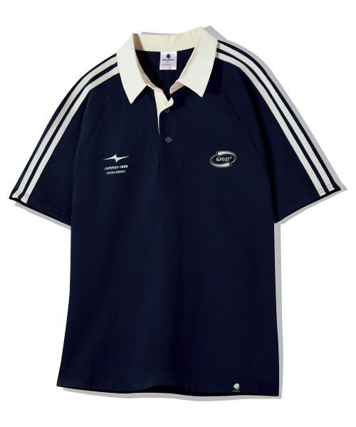 MUSINSA公式 | GHOST REPUBLIC ラグビーカラー半袖Tシャツ GT-372_ネイビー