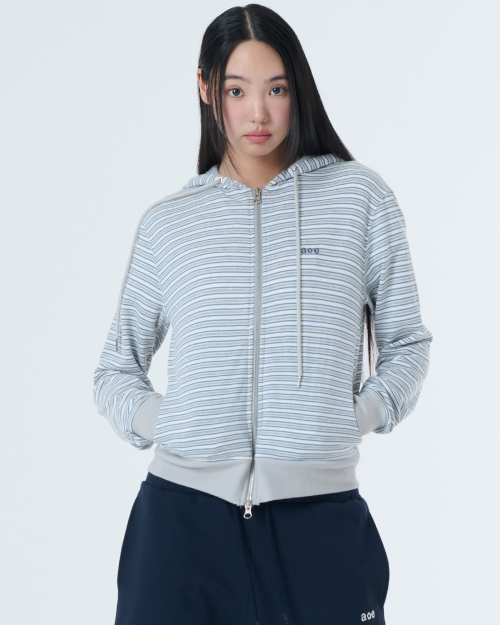 MUSINSA | AEAE STRIPE HOODIE ZIP UP [GREY]